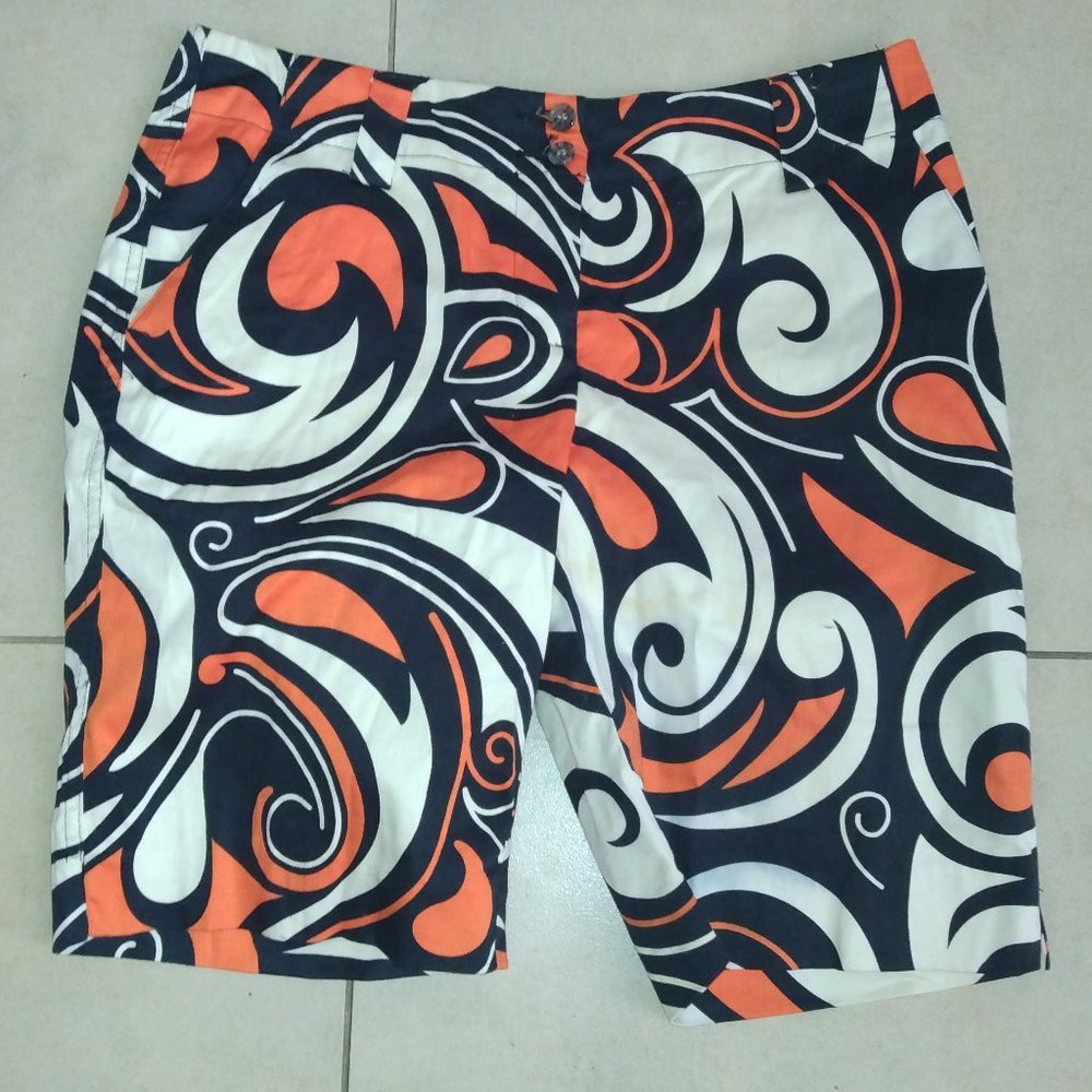 ❤️Ladies LOUDMOUTH Golf Shorts Size 6 Orange Black White